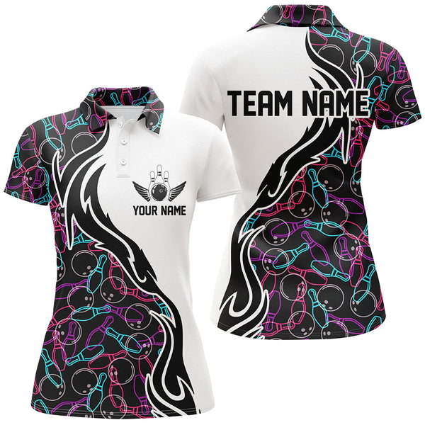 Personalized Bowling Women Performance Polo Shirt Custom Name Bowling Team Jersey