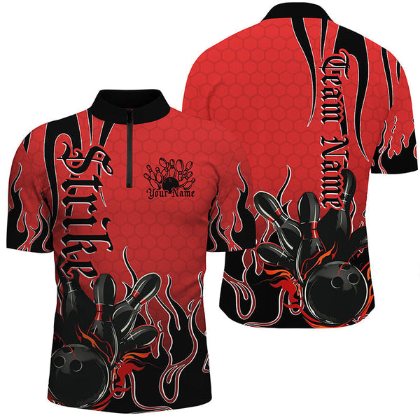Bowling Black And Red Personalized Men Women Polo Shirt Custom Bowling Team Jersey