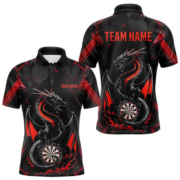 Dart Black And Red Dragon Personalized Men Women Polo Shirt Custom Darts Team Jersey