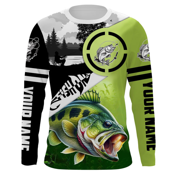Largemouth Bass Fishing Personalized Men Women Long Sleeve Shirt Custom Fishing Apparel