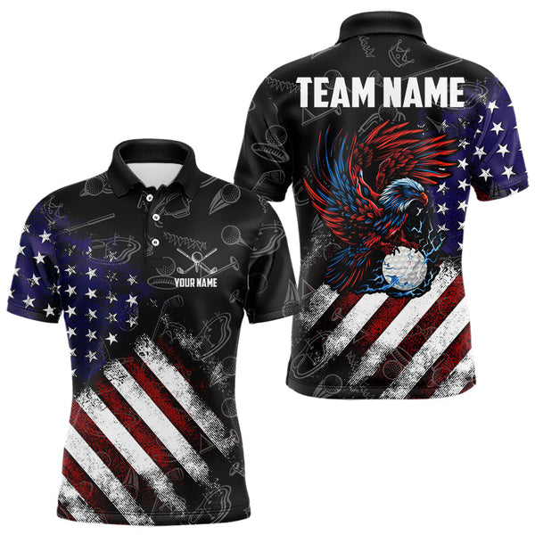 Golf Retro American Flag Eagle Personalized Men Women Polo Shirt Custom Golf Team Jersey
