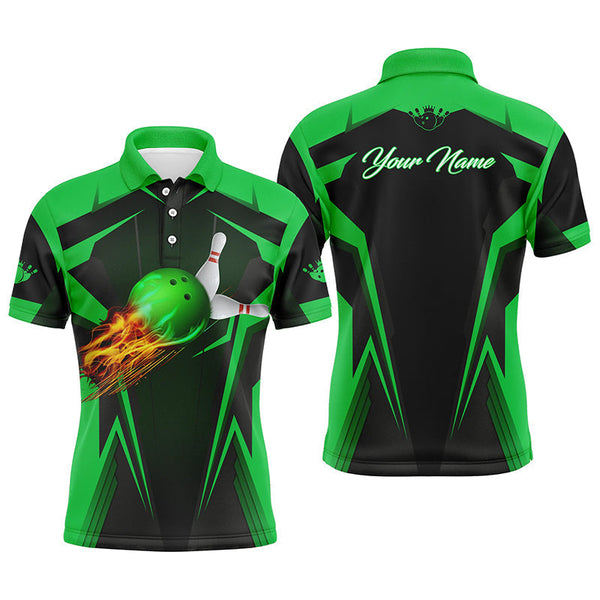 Bowling Flame Personalized Men Women Polo Shirt Custom Bowling Team Jersey
