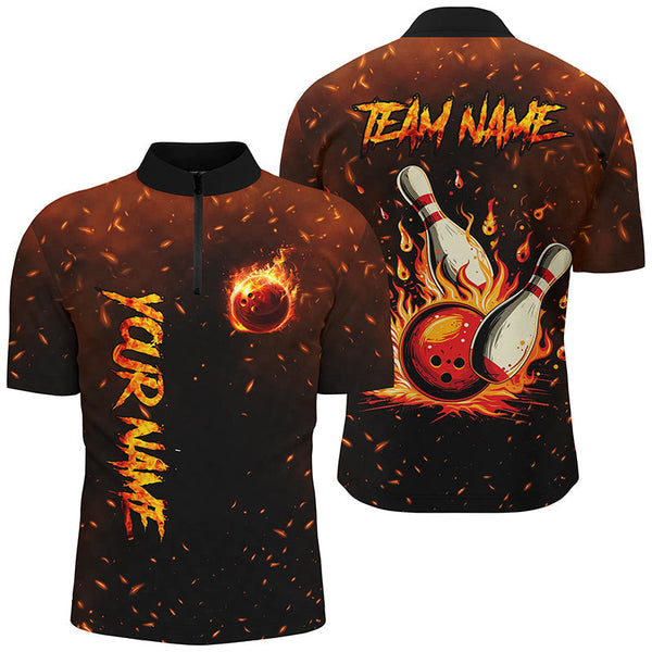 Bowling Flame Personalized Men Women Polo Shirt Custom Bowling Team Jersey