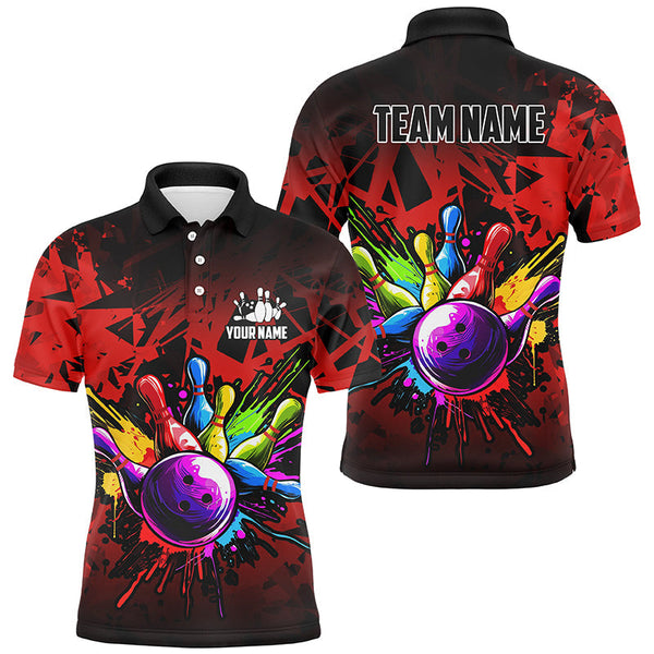 Bowling Colorful Personalized Men Women Polo Shirt Custom Bowling Team Jersey