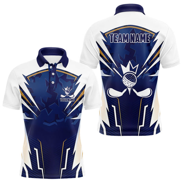 Golf White and Blue Personalized Men Women Polo Shirt Custom Golf Team Jersey
