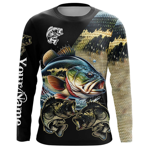 Largemouth Bass Fishing Personalized Men Women Long Sleeve Shirt Custom Fishing Apparel