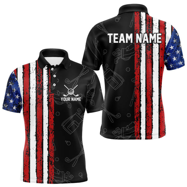 Golf Black Camo American Flag Personalized Men Women Polo Shirt Custom Golf Team Jersey