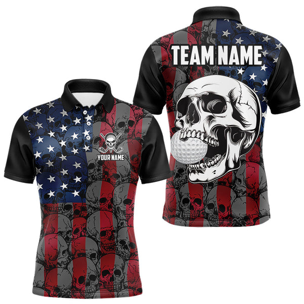 Golf American Flag Skull Camo Personalized Men Women Polo Shirt Custom Golf Team Jersey