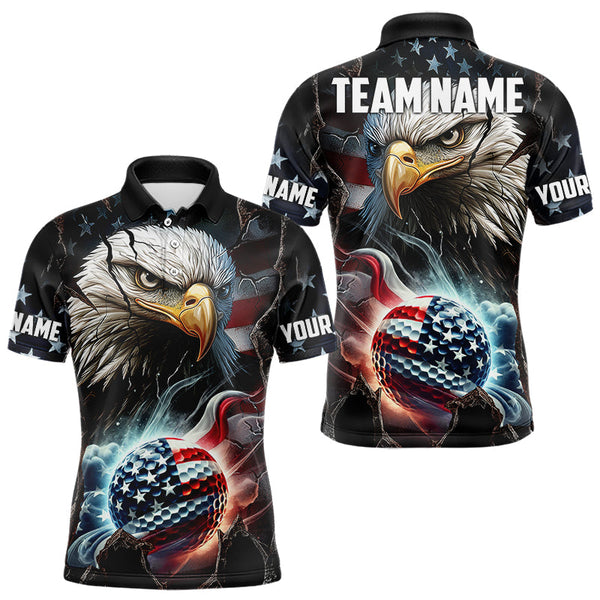 Golf Eagle American Flag Personalized Men Women Polo Shirt Custom Golf Team Jersey