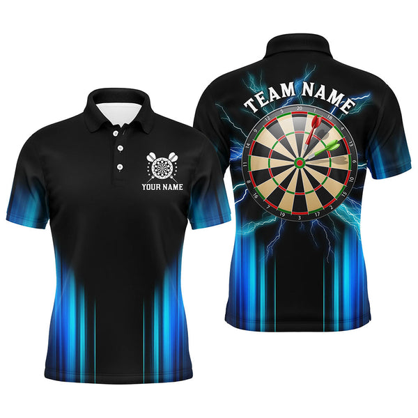 Dart Black and Blue Light Personalized Men Women Polo Shirt Custom Darts Team Jersey