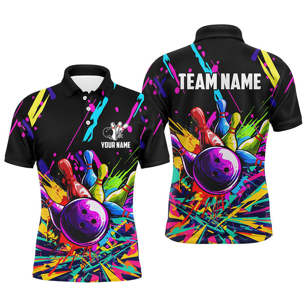 Bowling Colorful Personalized Men Women Polo Shirt Custom Bowling Team Jersey