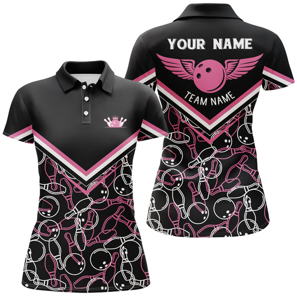 Personalized Bowling Women Performance Polo Shirt Custom Name Bowling Team Jersey