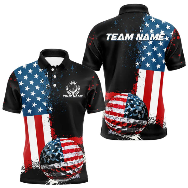 Golf Black American Flag Personalized Men Women Polo Shirt Custom Golf Team Jersey