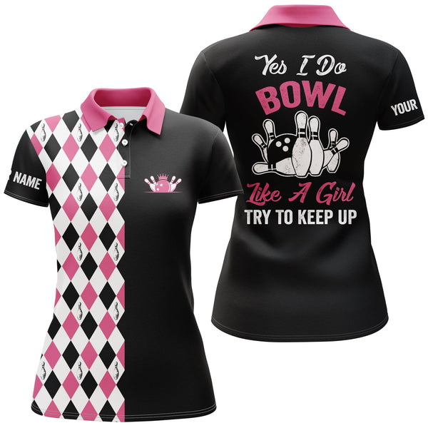 Personalized Bowling Women Performance Polo Shirt Custom Name Bowling Team Jersey