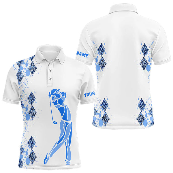 Golf Blue Leopard Personalized Men Women Polo Shirt Custom Golf Team Jersey