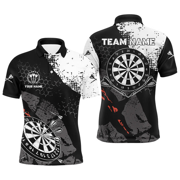 Dart Retro Black White Personalized Men Women Polo Shirt Custom Darts Team Jersey