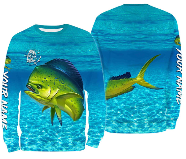Mahi mahi (Dorado) Fishing Personalized Men Women Long Sleeve Shirt Custom Fishing Apparel