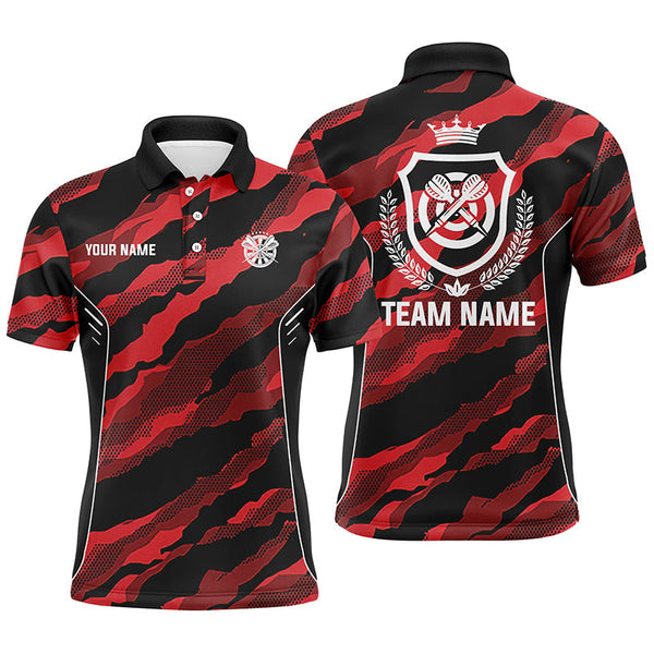 Dart Red Camo Personalized Men Women Polo Shirt Custom Darts Team Jersey