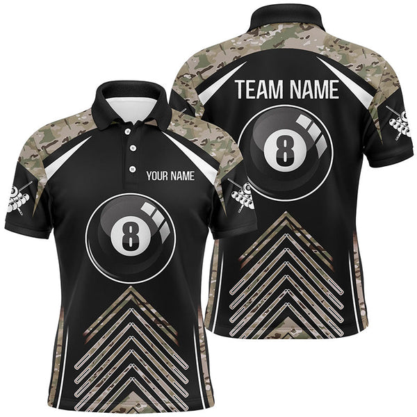 Billiards Camo Black Personalized Men Women Polo Shirt Custom Billiard Team Jersey