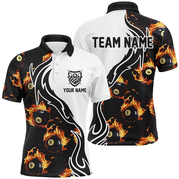 Billiards Flame 8 Ball Pool Personalized Men Women Polo Shirt Custom Billiard Team Jersey