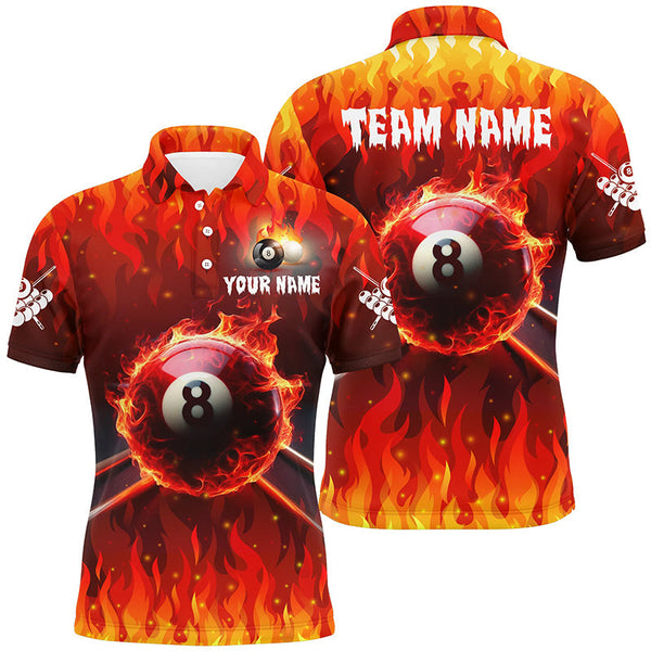 Billiards 8 Ball Pool Fire Personalized Men Women Polo Shirt Custom Billiard Team Jersey