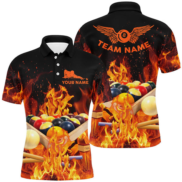 Billiards Balls In Fire Personalized Men Women Polo Shirt Custom Billiard Team Jersey
