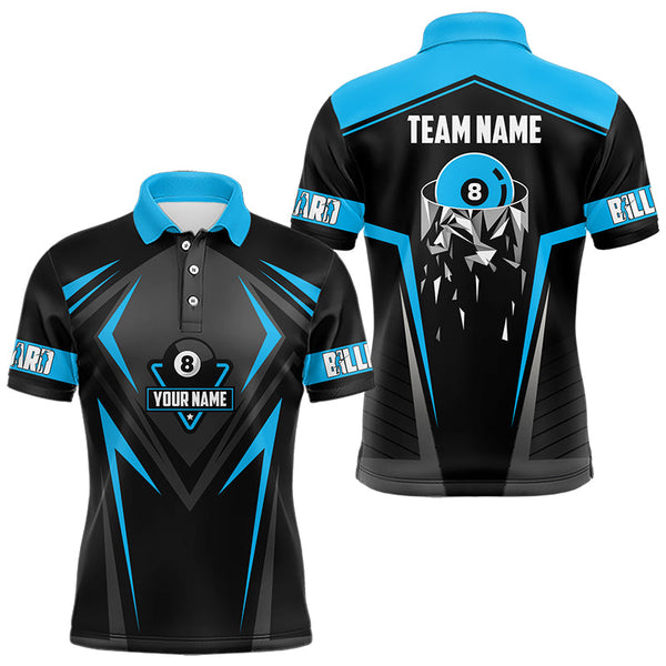 Billiards Black And Blue 8 Ball Pool Personalized Men Women Polo Shirt Custom Billiard Team Jersey