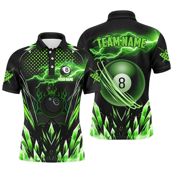 Billiards Green Icy Lightning 8 Ball Pool Personalized Men Women Polo Shirt Custom Billiard Team Jersey