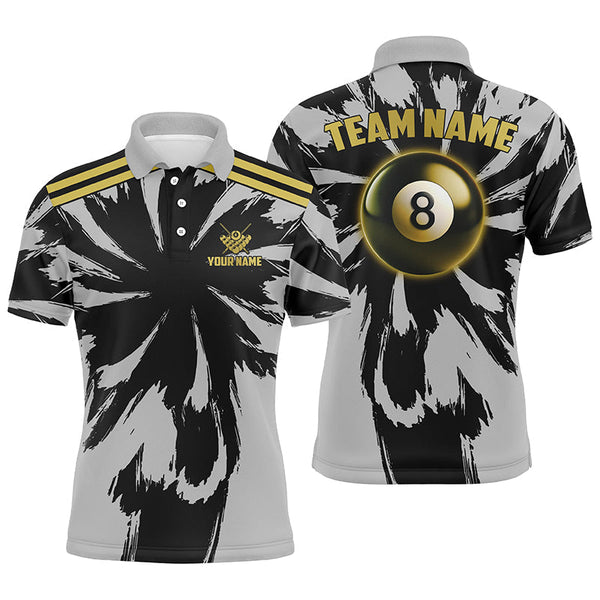 Billiards Grey Storm 8 Ball Personalized Men Women Polo Shirt Custom Billiard Team Jersey