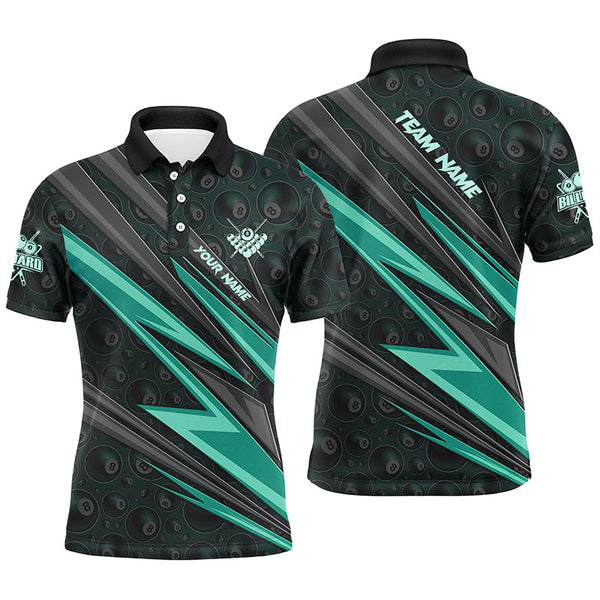 Billiards Turquoise Personalized Men Women Polo Shirt Custom Billiard Team Jersey