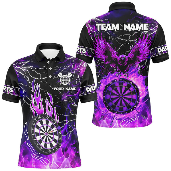 Dart Purple Dartboard Fire Flame Personalized Men Women Polo Shirt Custom Darts Team Jersey