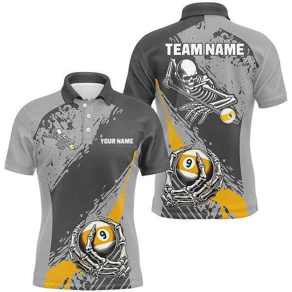 Billiards 9 Ball Skeleton Personalized Men Women Polo Shirt Custom Billiard Team Jersey