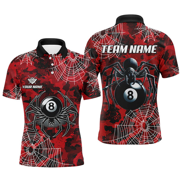 Billiards Red Camo Spider Cobweb Personalized Men Women Polo Shirt Custom Billiard Team Jersey