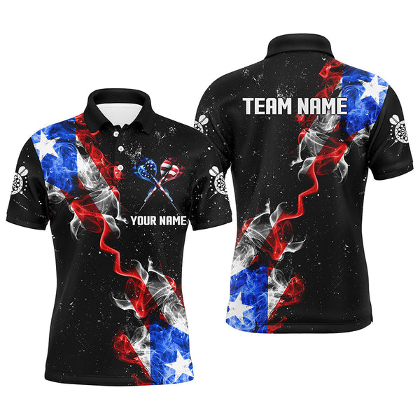 Dart Grunge US Flag Smoke Personalized Men Women Polo Shirt Custom Darts Team Jersey