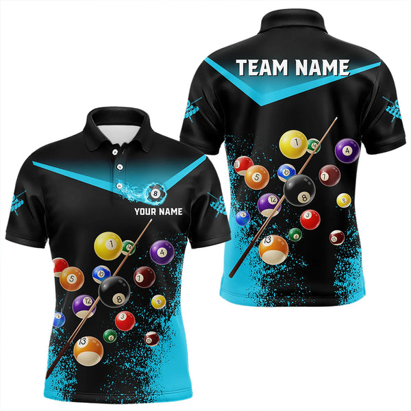 Billiards Blue Black Ball Pool Personalized Men Women Polo Shirt Custom Billiard Team Jersey