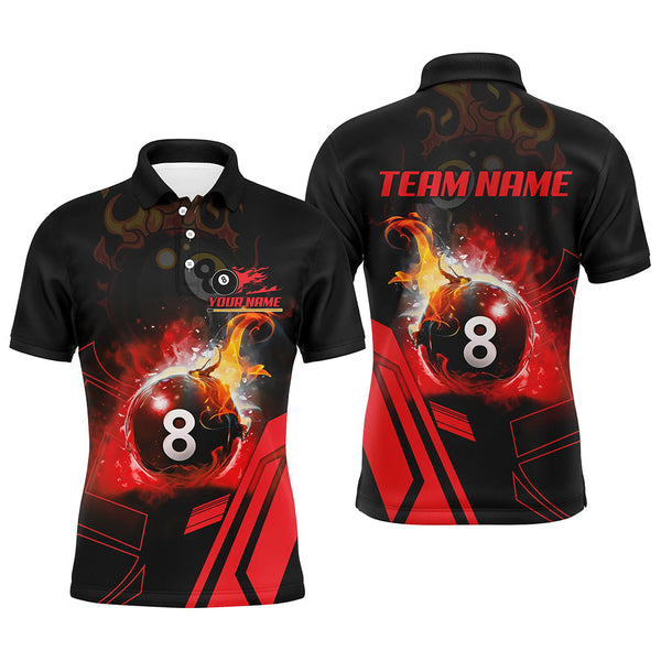 Billiards 8 Ball Flame Personalized Men Women Polo Shirt Custom Billiard Team Jersey