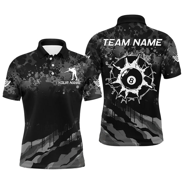 Billiards Grunge Camo Personalized Men Women Polo Shirt Custom Billiard Team Jersey