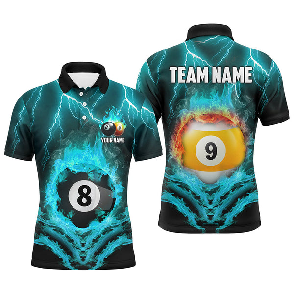 Billiards 8 Ball & 9 Ball Fire Lightning Personalized Men Women Polo Shirt Custom Billiard Team Jersey