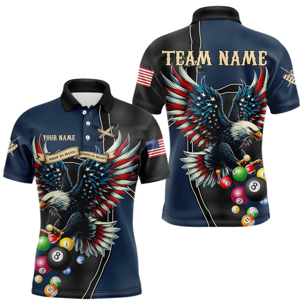 Billiards Shot In Hand Pride In Heart Eagle Personalized Men Women Polo Shirt Custom Billiard Team Jersey