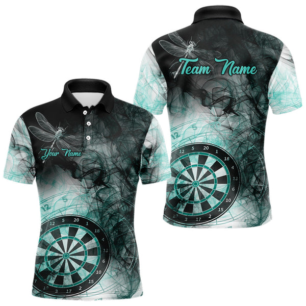 Dart Black Turquoise Smoke Personalized Men Women Polo Shirt Custom Darts Team Jersey