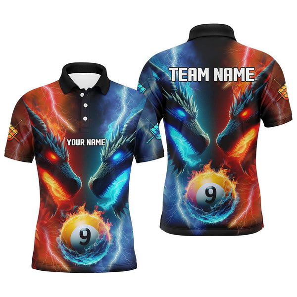 Billiards Water Fire 3D Dragon 9 Ball Pool Personalized Men Women Polo Shirt Custom Billiard Team Jersey