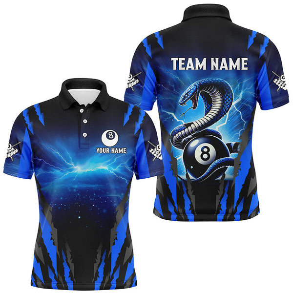 Billiards Thunder Lightning Cobra Snake Personalized Men Women Polo Shirt Custom Billiard Team Jersey