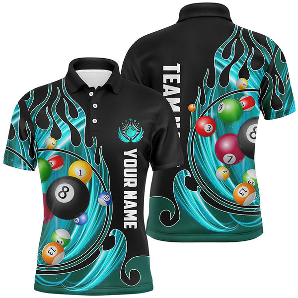 Billiards Balls Fire Flame Personalized Men Women Polo Shirt Custom Billiard Team Jersey