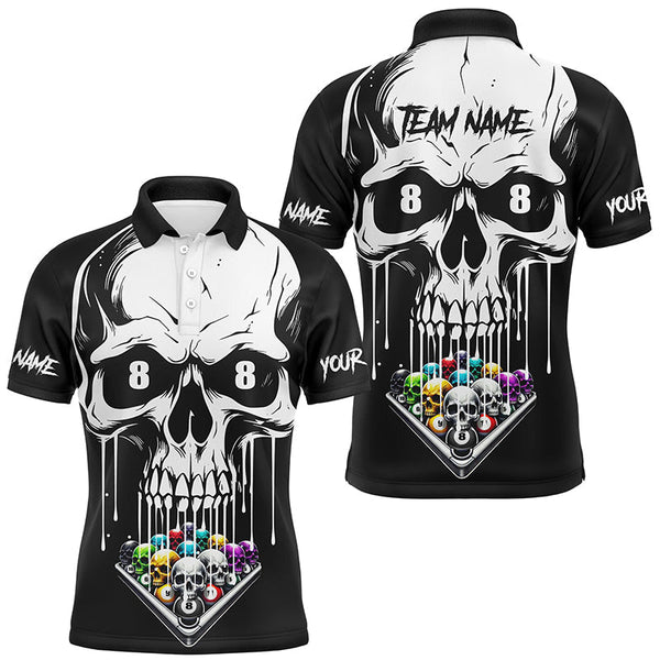 Billiards Skull Ball Pool Personalized Men Women Polo Shirt Custom Billiard Team Jersey