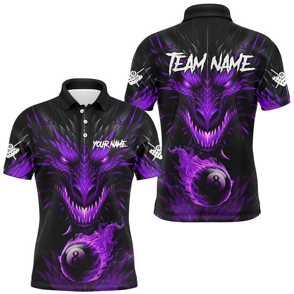 Billiards Dragon 8 Ball Fire Personalized Men Women Polo Shirt Custom Billiard Team Jersey