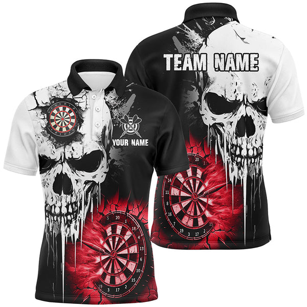 Dart Grunge Skull Personalized Men Women Polo Shirt Custom Darts Team Jersey
