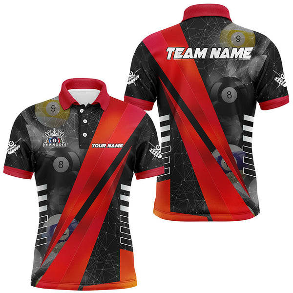 Billiards Red Personalized Men Women Polo Shirt Custom Billiard Team Jersey