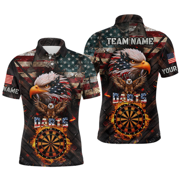 Dart American Flag Dartboard Fire Flame Personalized Men Women Polo Shirt Custom Darts Team Jersey