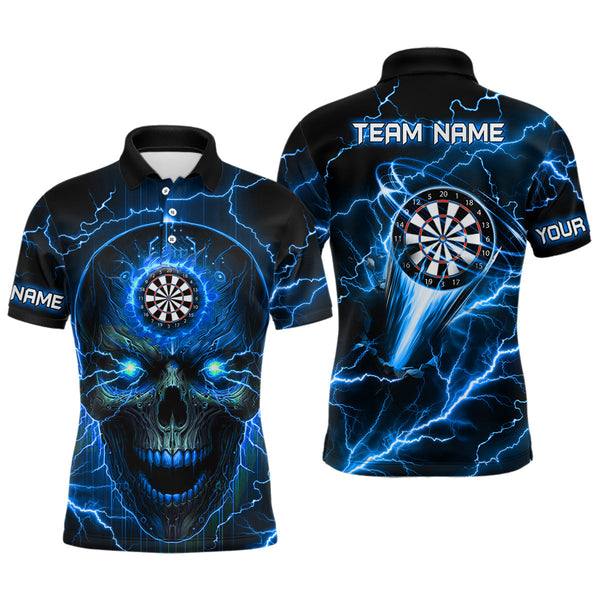 Dart Blue Darts Skull Personalized Men Women Polo Shirt Custom Darts Team Jersey