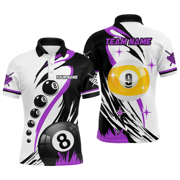Billiards 8 Ball & 9 Ball Pool Personalized Men Women Polo Shirt Custom Billiard Team Jersey